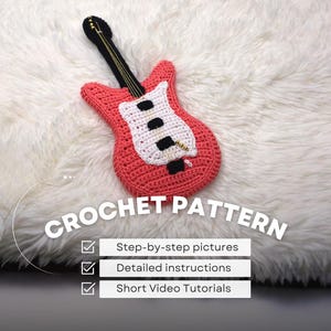 HÄKELANLEITUNG pdf | Mini-Gitarren-Amigurumi-Tutorial | Miniatur Modell einer E-Gitarre | Souvenir & Geschenk | Schnickschnack für Display