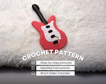 Patrón de guitarra de ganchillo, tutorial de mini guitarra eléctrica amigurumi (descarga en PDF) Regalo para amantes de la música y guitarristas