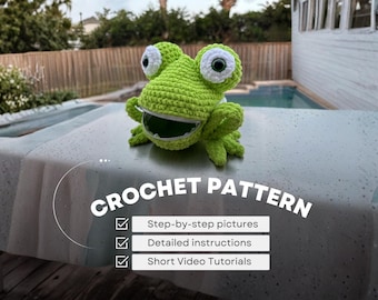 Crochet Frog Bag Pattern with Zipper, Cute Amigurumi Pouch PDF, Kawaii Chalk Bag, Frog Plushie, Aesthetic Bag, Kids Gift