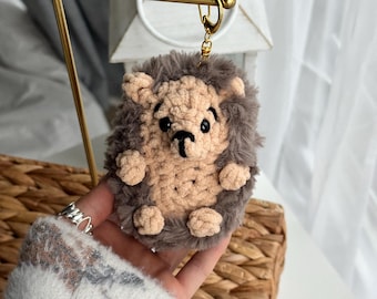 Hedgehog crochet keychain, bag charm, stuffed animal, gift for friend, gift for kids