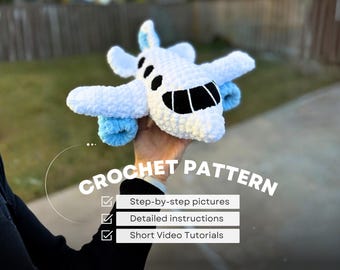 Airplane Crochet Pattern PDF, Amigurumi Plane Tutorial for Beginners