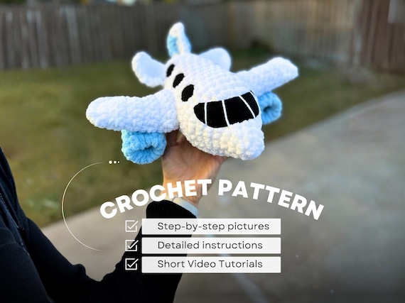 Airplane Crochet Pattern PDF, Amigurumi Plane Tutorial for Beginners