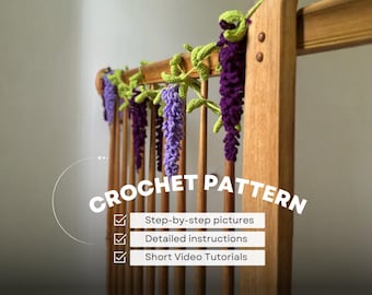 Häkelanleitung, Wisteria Pflanzengirlande PDF, Boho Wand häkeln, Hochzeit Hintergrund, lila Blume Wandbehang
