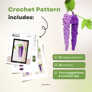 Crochet Hanging Wisteria Plant Pattern – Cute Office and Home Decor | Digital Download PDF | DIY Floral Wall Art | Handmade Gift Idea