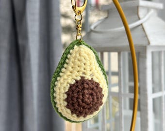 Breloque de sac à main avocat au crochet, porte-clés amigurumi en peluche douce, breloque de sac kawaii