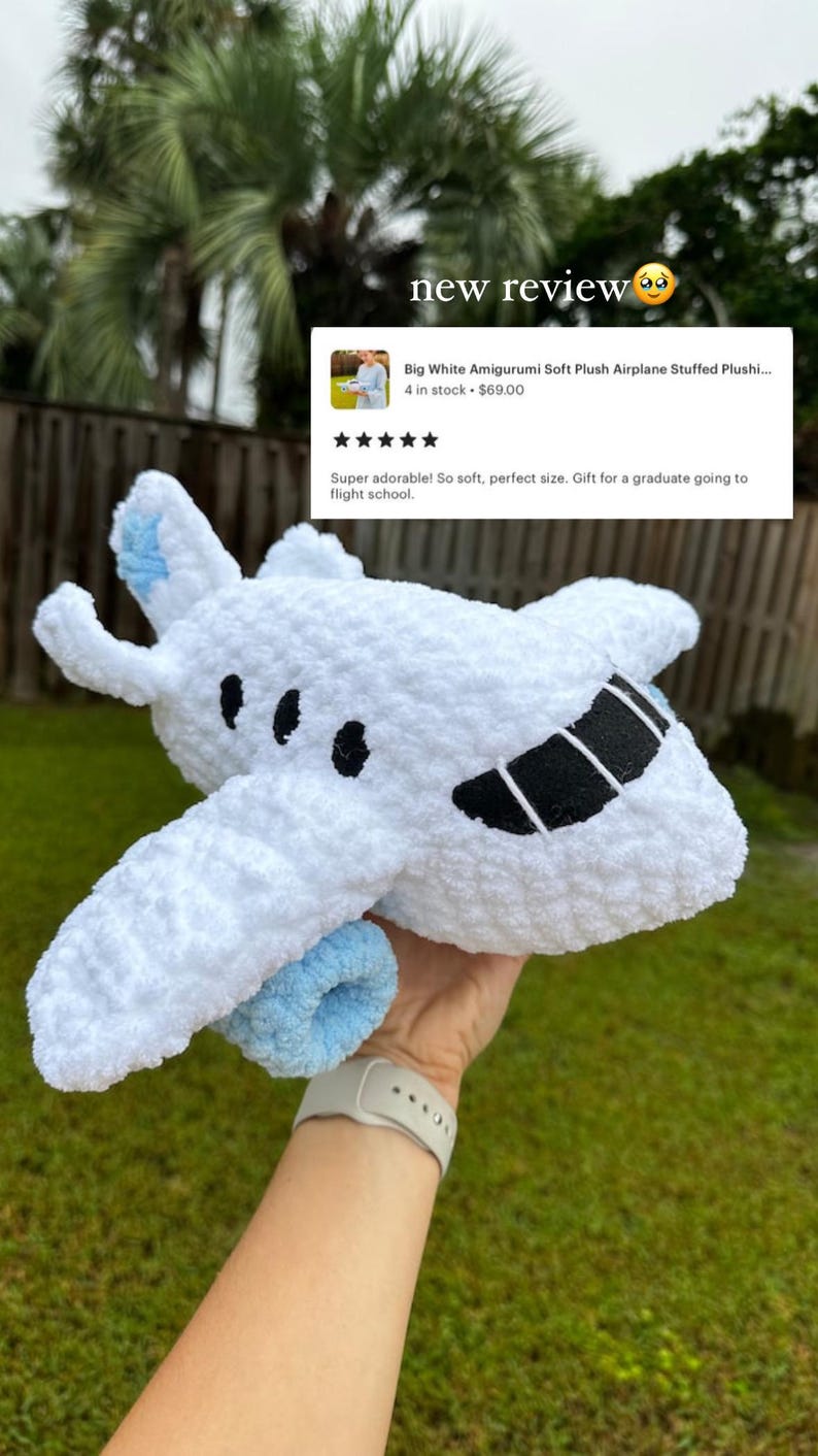 Crochet Airplane Pattern, Plushie Plane PDF, Cute Amigurumi Tutorial for Beginner, DIY Big Stuffed Baby Toy, Handmade Gift, Digital Download