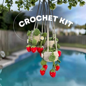 Kit de crochet DIY: Planta de fresa colgante - Patrón para inauguración de la casa y decoración bohemia para pared - Idea de regalo hecha a mano - Tutorial digital
