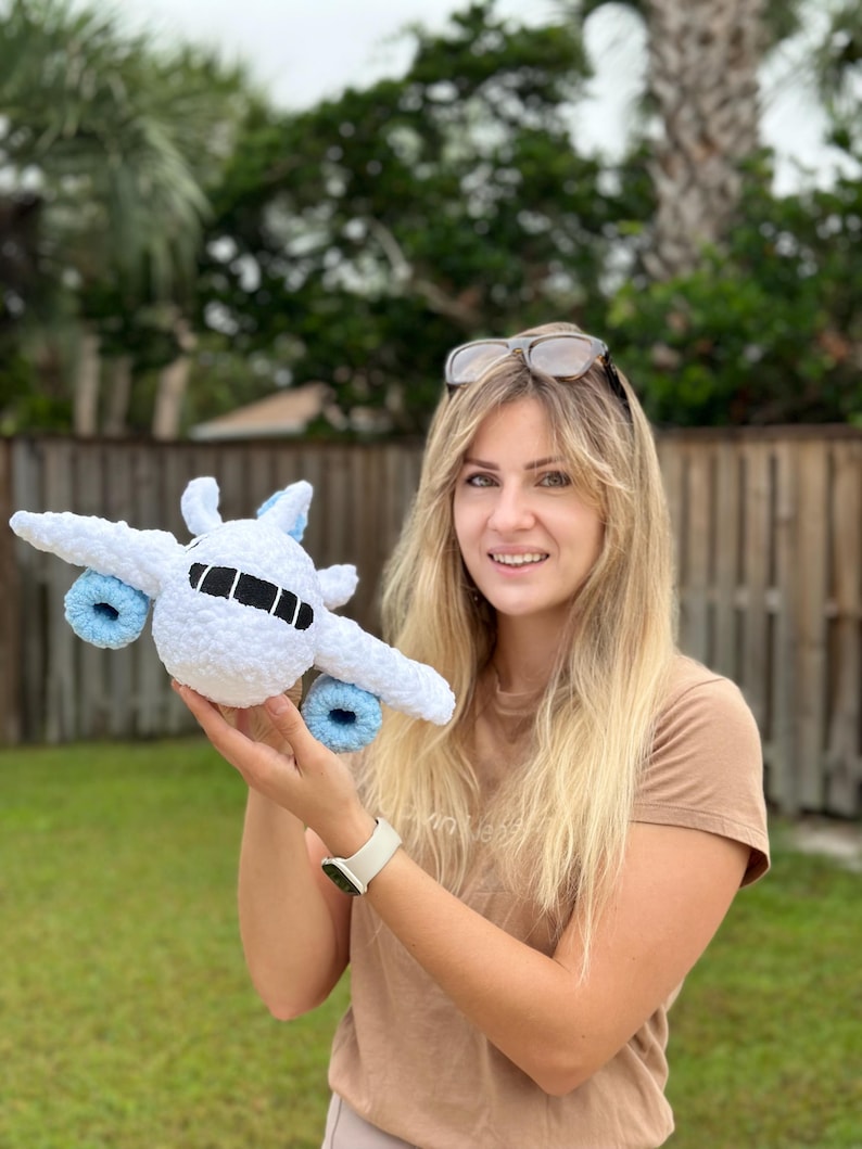 Crochet Airplane Pattern, Plushie Plane PDF, Cute Amigurumi Tutorial for Beginner, DIY Big Stuffed Baby Toy, Handmade Gift, Digital Download