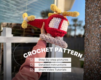 Crochet Helicopter Pattern, Cute Amigurumi Aircraft Tutorial PDF, Plush Baby Toy, Nursery Decor, Gift for Boy, Aviation Lover