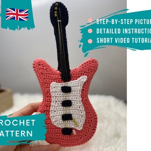 CROCHET GUITAR PATTERN pdf | Mini Guitar Amigurumi Tutorial | Miniature Model of Electric Guitar | Souvenir & Gift | Knickknack For Display