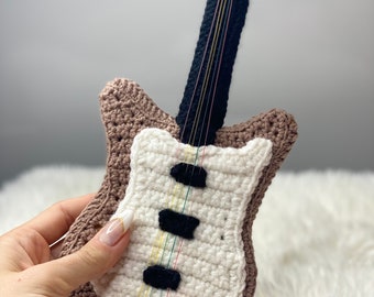 Plyschgitarr amigurumi-leksak, virkad elgitarr, kawaii virkad musikpresent till gitarrspelare