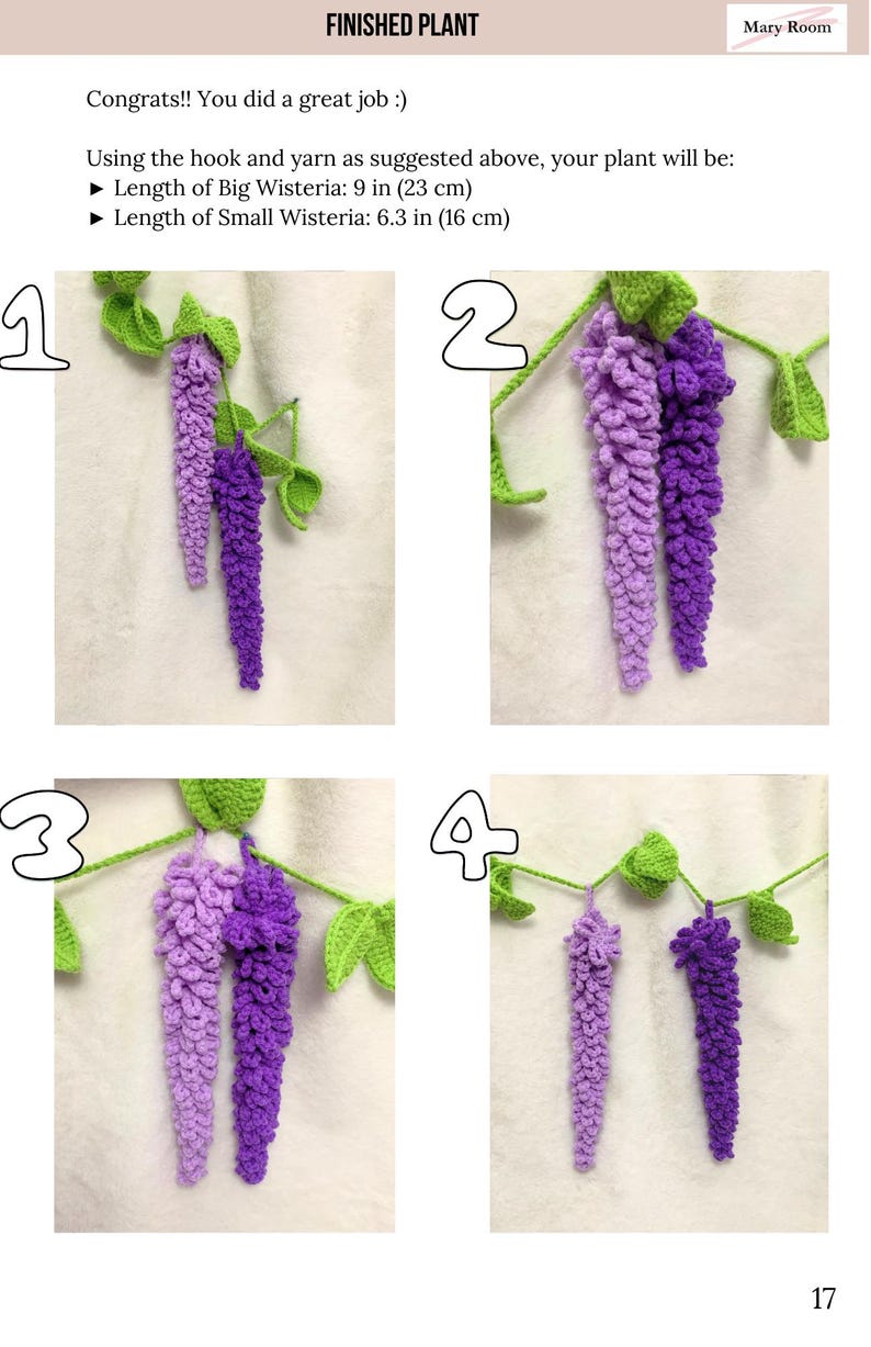 Crochet Hanging Wisteria Plant Pattern – Cute Office and Home Decor | Digital Download PDF | DIY Floral Wall Art | Handmade Gift Idea