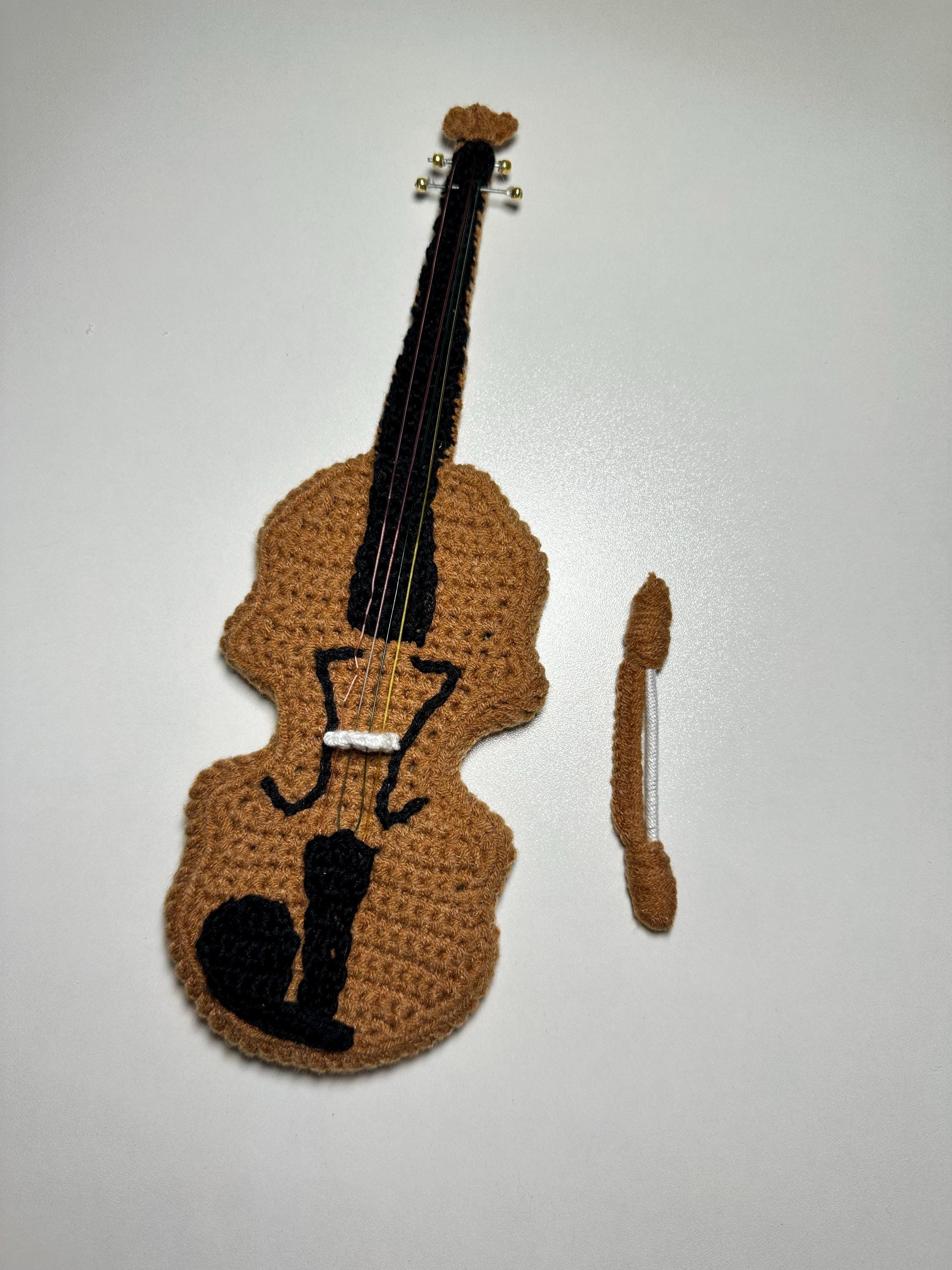 Crocheted Instruments Music Mini Violin Crochet Toy, Plush Musical Instrument, Handmade Amigurumi ...
