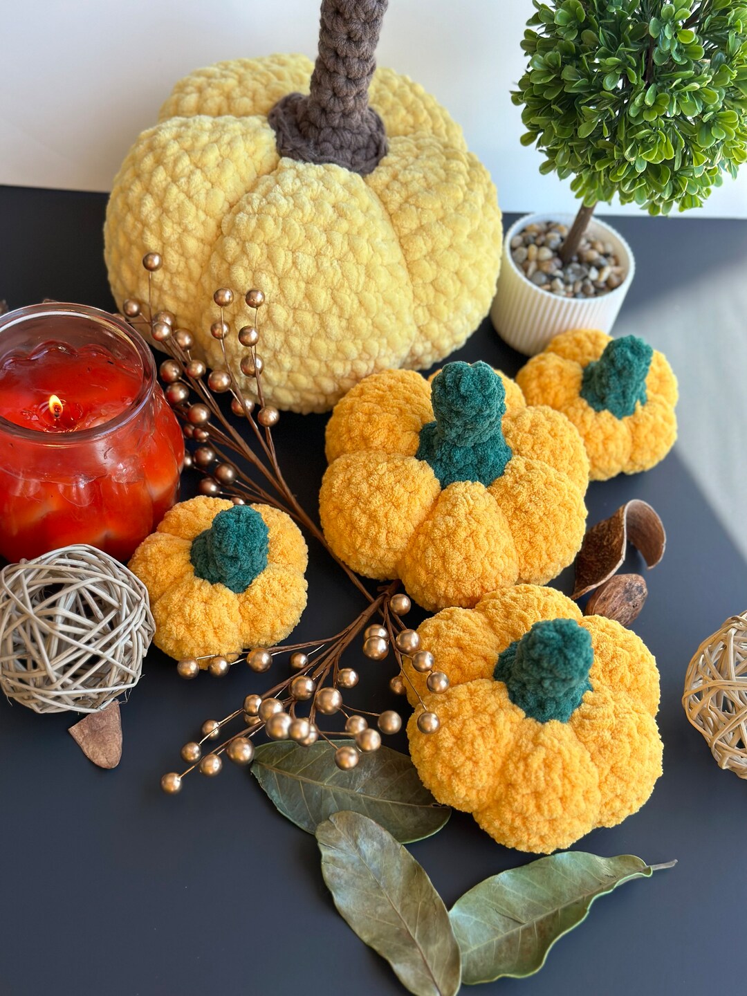 Halloween Table Decor Pumpkin Decoration Personalized Crochet Pumpkin