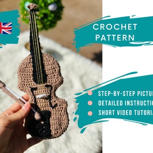 CROCHET MINI VIOLIN | Mini Violin Amigurumi Tutorial | Miniature Model of Violin | Souvenir & Gift | Knickknack For Display | Knick Knack