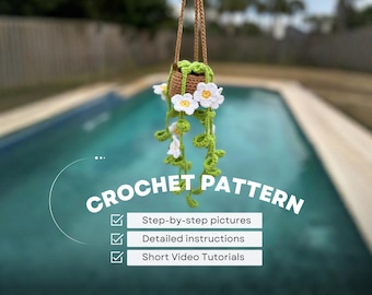 Patrón de ganchillo para planta colgante, decoración de pared amigurumi en PDF, decoración bohemia para el hogar, regalo para amantes de las plantas, descarga digital para inauguración de casa.
