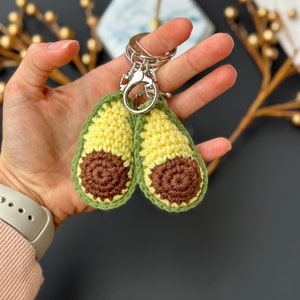 Cute CROCHET Avocado KEYCHAIN | Finished Product | Handmade Toys | Tiny Amigurumi | Backpack Decor | Accessory and Decoration | Kawaii Gift