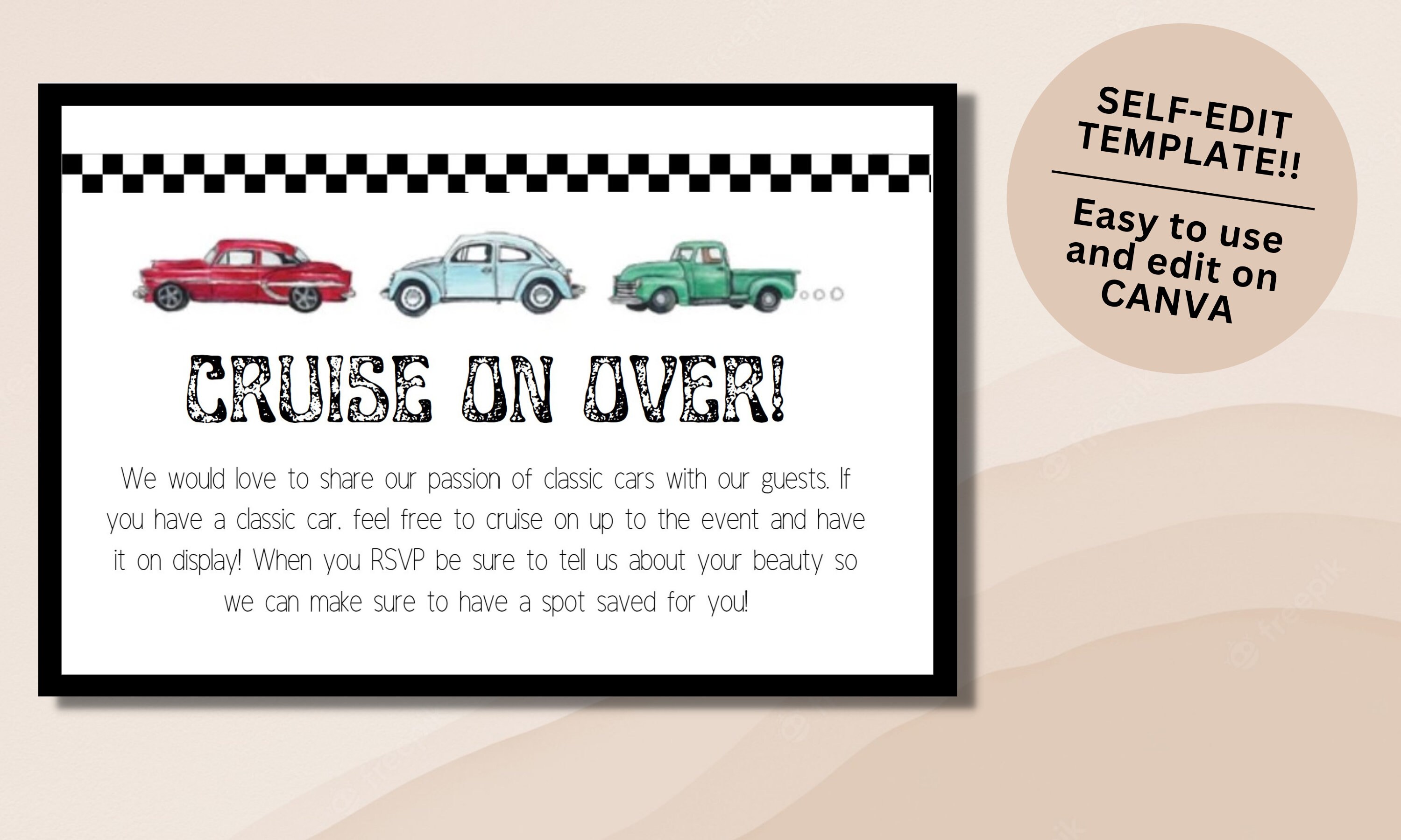 Bridal Guests at Wedding Baby Shower Engagement Car Shows Events Weddings Invite Cards Anniversary Vintage Car Invitations 20 pcs for Birthday Party Rustic 