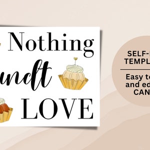 NICHTS Bundt Love, Bundtini Bar Schild,Hochzeitsschild,Empfangsschild, Dessertkarte, Kuchenschild, Tortenschild für Hochzeit Bundtinis Flavors