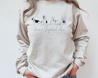 Sweat-shirt à col rond de berger allemand, chemise de maman berger allemand, maman berger allemand, chemise berger allemand, cadeaux de berger allemand, GSD