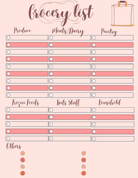 Grocery List Printable Instant Download Template - Etsy