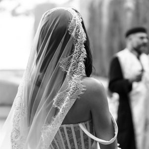 Lace Mantilla Veil Lace Edge Mantilla Chantilly Lace Veil Ivory Harriett Falvey Veil Lace Trim Veil Wide Lace Veil Modern Mantilla Veil