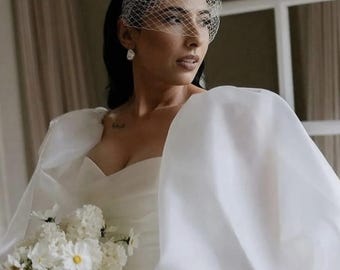 Birdcage Veil Net Wedding Veil Bridal Bridgerton Veil Vintage Short Veil Over Face Veil Ivory Bridal Hair Veil Bridesmaid Net Fascinator
