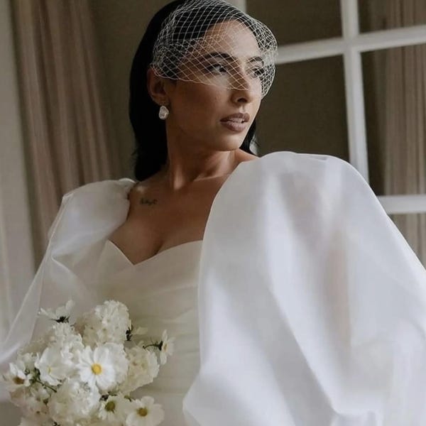 Birdcage Veil Net Wedding Veil Bridal Bridgerton Veil Vintage Short Veil Over Face Veil Ivory Bridal Hair Veil Bridesmaid Net Fascinator
