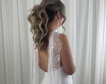 Chantilly Lace Bridal Scarf Lace Neck Tie Long Lace Scarf Veil Neck Scarf Ivory Lace Bridal Scarves Narrow Lace Necktie Bridal Lace Scarf