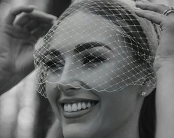 Birdcage Veil Bachelorette Party Veil Bridal Fascinator Small Veil Bird Cage Veil Harriett Falvey Veil Ivory Net Veil Ivory Elopement Veil