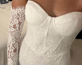 Lace Bridal Gloves Wedding Dress Sleeves Lace Bridal Sleeves Fingerless Lace Sleeves For Wedding Dress Detachable Sleeves For Wedding Dress