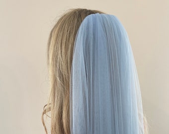 Light Blue Wedding Veil Something Blue Veil Light Blue Bridal Veil Blue Single Layer Long Veil Non Traditional Coloured Blue Beverly Hills