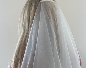 Cream Blusher Wedding Veil Double Layer Bridal Veil Champagne Coloured Extra Wide Veil Two Tier Veil Vintage Tulle Antique Fingertip Blusher