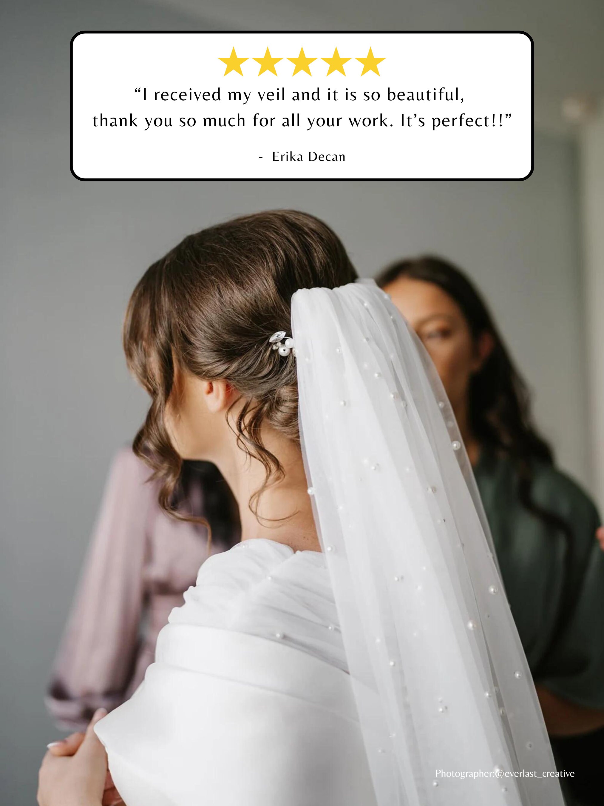 Harriet Falvey Scattered Luxury Pearl Veil - Cathedral Length Lace Wedding Veil Luxury Lace Flower Veil 3d Pearl  main image 3
