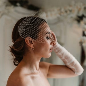 Birdcage Veil Wedding Bridal Fascinator Net White Bird Cage Veil Vintage Short Veil Over Face Veil Ivory Bandeau Bridal Hair Veil Small Veil