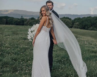 Tulle Wedding Veil Double Layered Blusher Veil Drop Blusher Bridal Veil Harriett Falvey Veil Designer Wedding Veil Ivory Two Tiered Veil