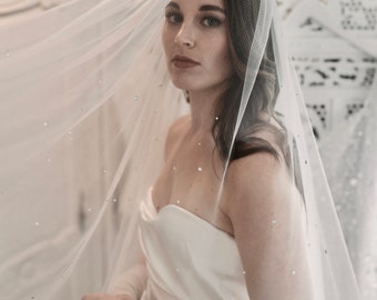 Blusher Pearl Veil Two Tier Veil Pearl Wedding Veil Scattered Pearl Long Cathedral Veil 2 Tier Luxury Pearl Bridal Veil Ivory Pearl Cascade