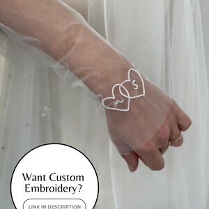 Tulle Fingerless Sleeves Bridal Gloves Stretch Ivory Tulle Sleeves For Wedding Dress Gloves Bride Tulle Sleeve Long Wedding Glove Detachable