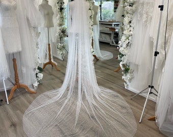 Pearl Wedding Veil Scattered Pearl Veil Embellished Veil 
