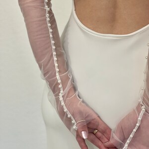 Pearl Wedding Gloves Pearl Bridal Gloves Pearl Sleeve Wedding Dress Sleeve Pearl Glove Fingerless Pearl Wedding Sleeve Custom Glove Pearls