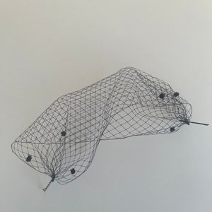 Black Birdcage Veil Black Netting Fascinator Veil Embellished Bird Cage Veil Black Face Veil Race Day Black Net Harriett Falvey Short Veil
