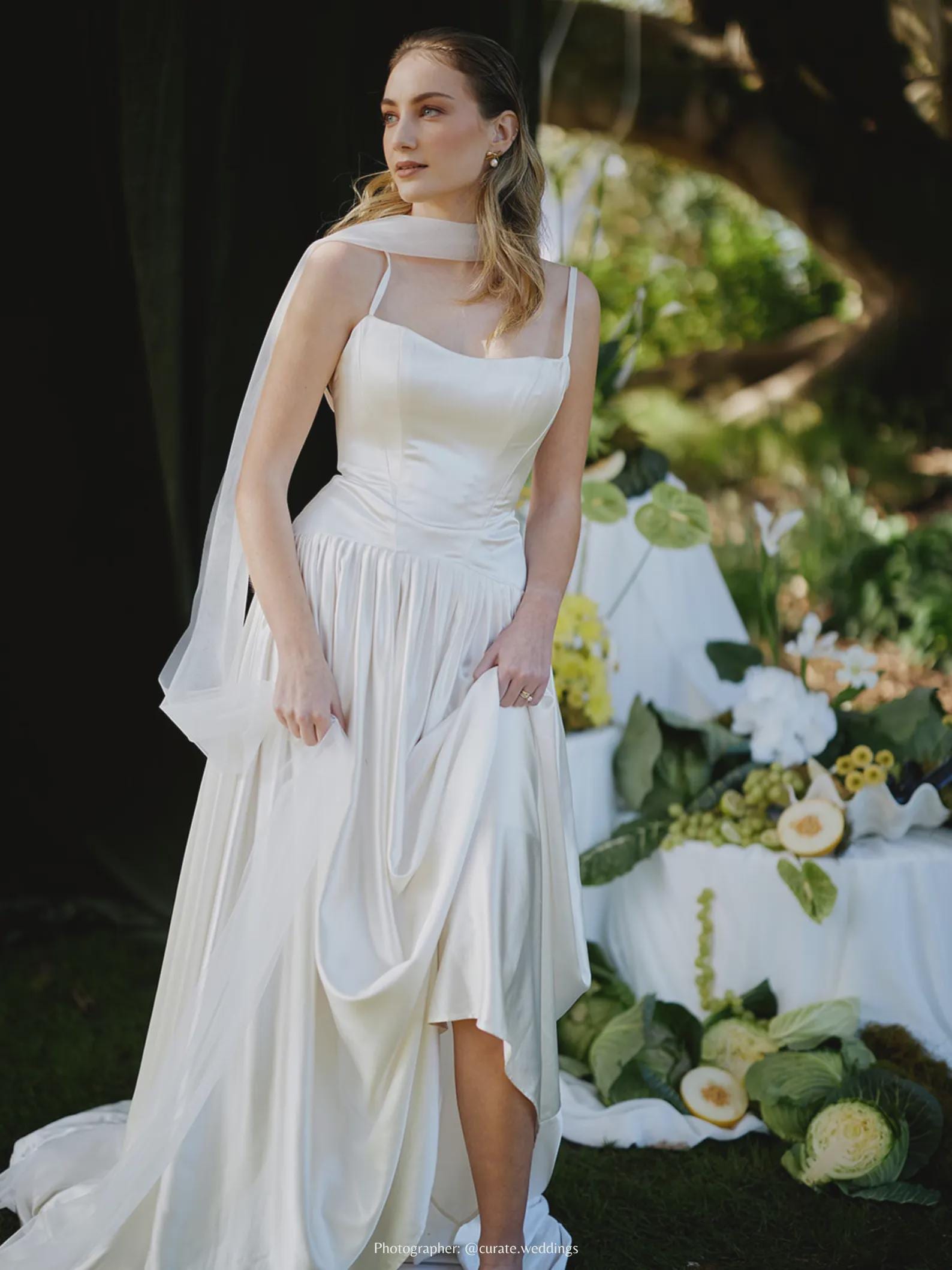 bridal shower dress with neck scarf Love Conquers Satin Mini Dress with Scarf - White