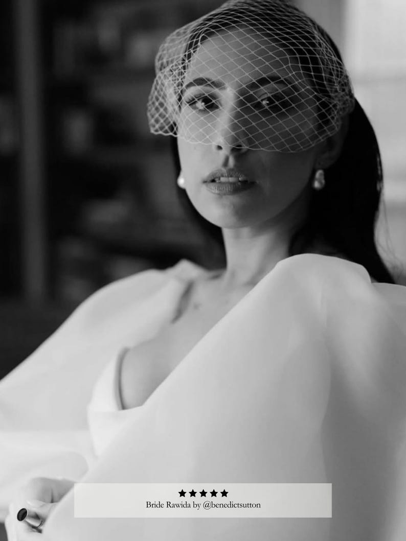 Birdcage Veil Ivory Short Veil Net Fascinator Bridal Harriett Falvey Veil Short Bird Cage Veil Small Wedding Veil White Net Veil Voilette image 5