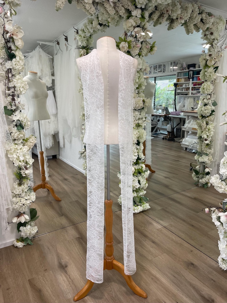 Lace Bridal Scarf Full Lace Shawl Wrap Chantilly Lace Scarf Ivory Soft Eyelash Lace Wedding Accessory Scarves Neck Wrap Engagement Party