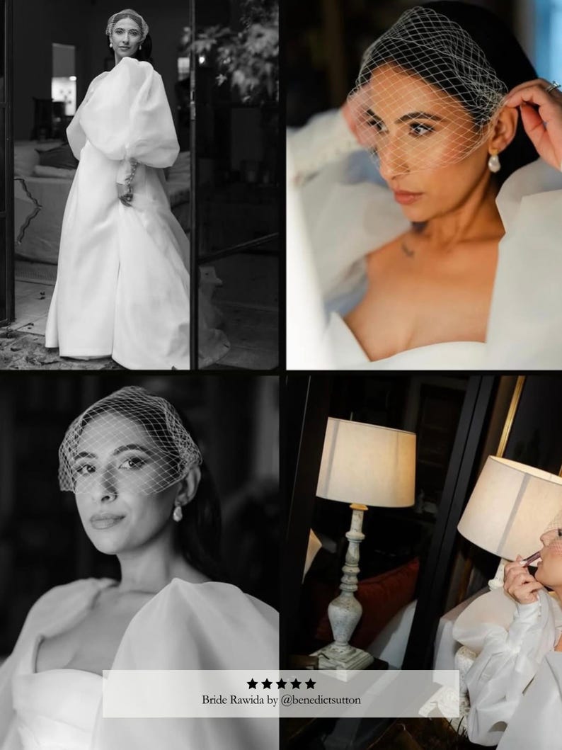 Birdcage Veil Ivory Short Veil Net Fascinator Bridal Harriett Falvey Veil Short Bird Cage Veil Small Wedding Veil White Net Veil Voilette image 6