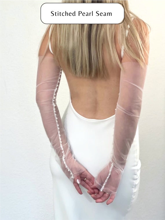 Pearl Wedding Gloves Pearl Bridal Gloves Pearl Sleeve Wedding Dress Sleeve Pearl Glove Fingerless Pearl Wedding Sleeve Custom Glove Pearls
