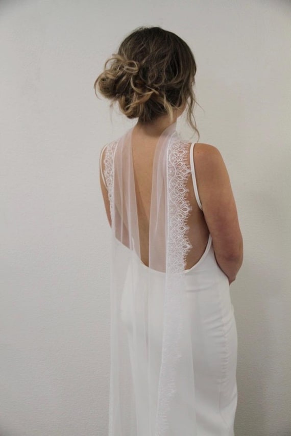 Lace Edge Bridal Scarf Lace Wedding Scarf Veil Neck Scarf Tulle