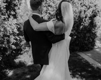 Pearl Wedding Veil Scattered Pearl Veil Embellished Veil  display picture 2