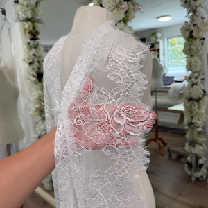 Lace Bridal Scarf Ivory Soft Eyelash Neck Scarf Lace Wedding Accessory Gift Chantilly Lace Scarf Neck Wrap Scarves Full Lace Shawl Wrap image 3