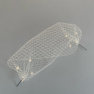 Ivory Dot Birdcage Veil Headband Wedding Veil Bridal Fascinator Veil Bird Cage Veil Voilette Short Veil Dotted Net Veil Small Veil Elopement